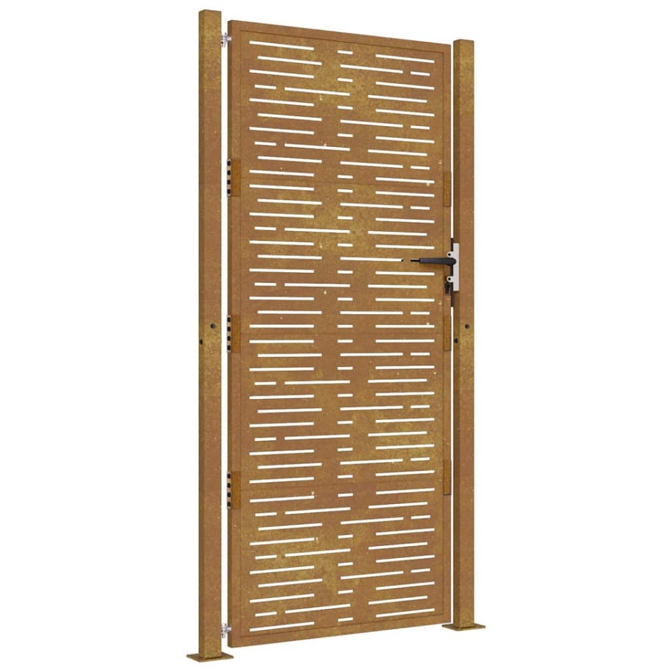 Poartă pentru grădină, 105x205 cm, oțel corten, dreptunghiuri - 1 | YEO