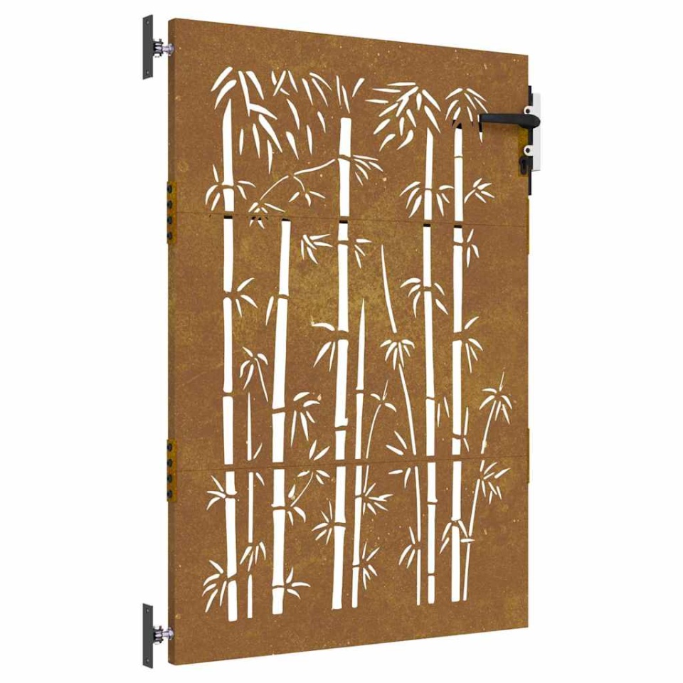 Poartă pentru grădină, 85x150 cm, oțel corten, model bambus - 1 | YEO