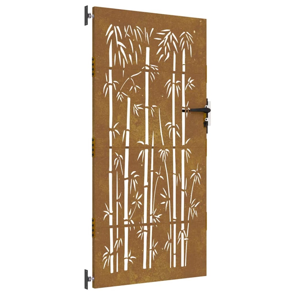 Poartă pentru grădină, 85x200 cm, oțel corten, model bambus - 1 | YEO