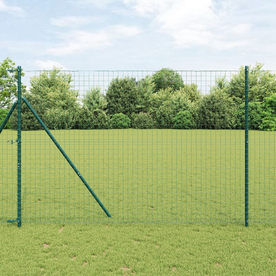 Posturi de gard 13 buc Verde Ø32 mm 210 cm Oțel galvanizat