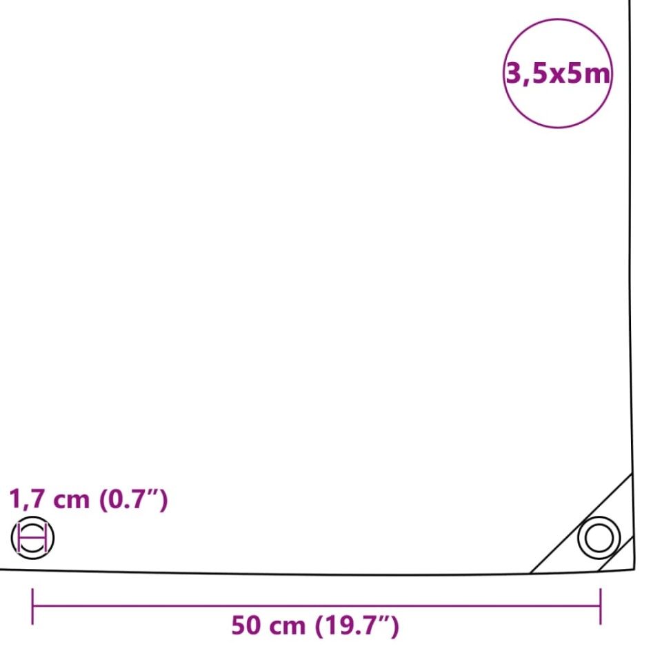 Prelată, alb, 3,5 x 5 m, 650 g/m² - 5 | YEO