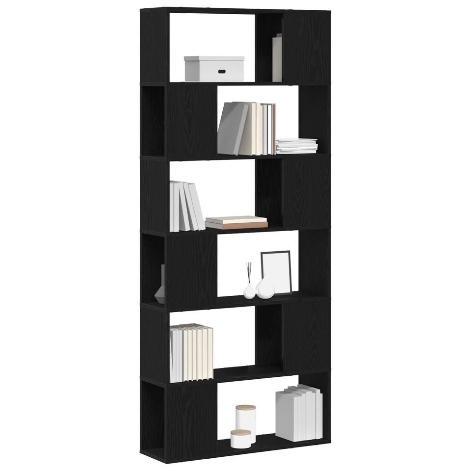 Raft pentru cărți Negru Stejar 80x24x186 cm Lemn prelucrat - 2 | YEO
