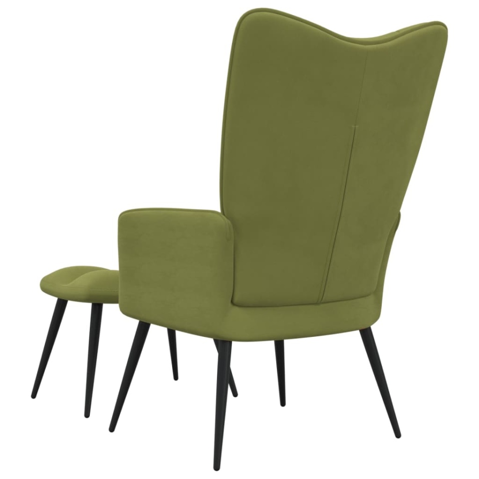 Scaun de relaxare cu taburet, verde deschis, catifea