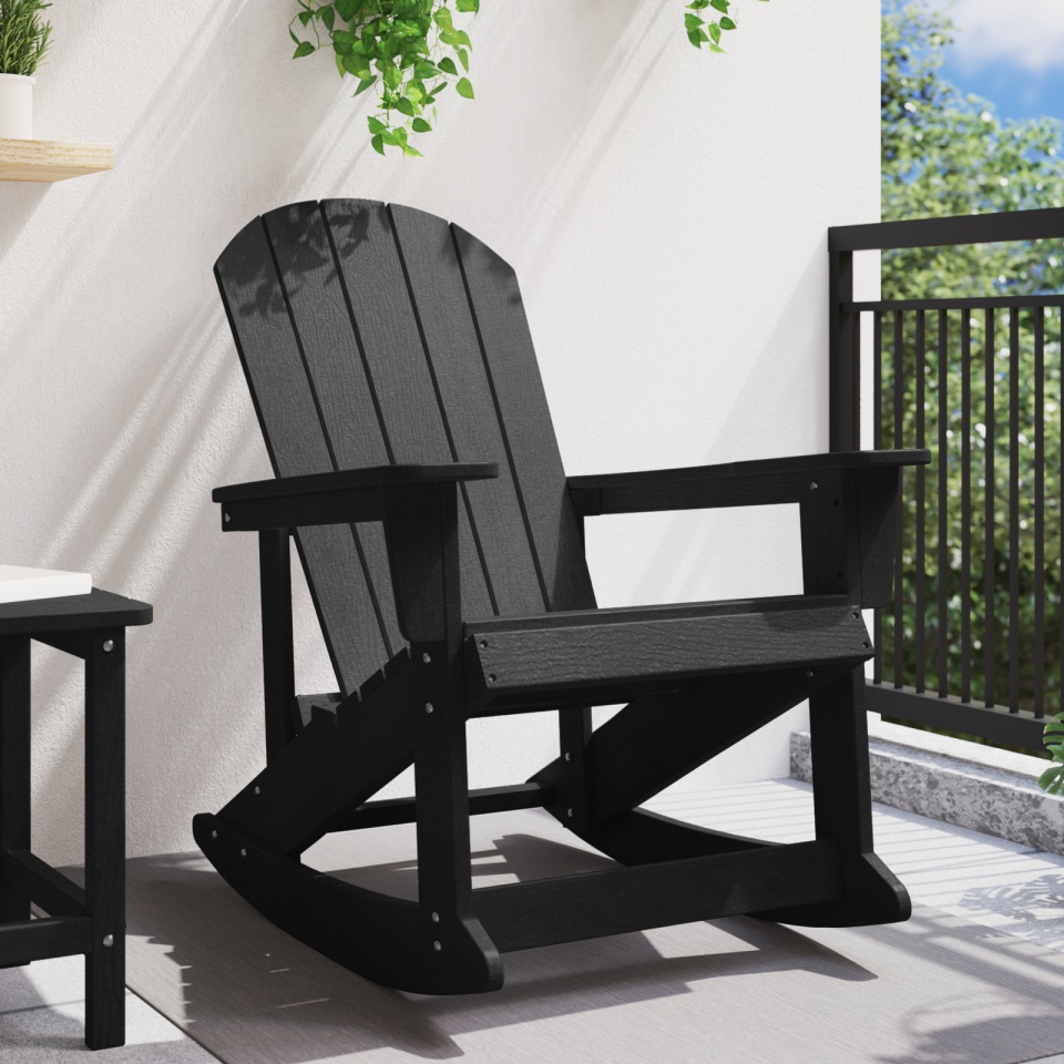 Scaun rocking Adirondack Negru 73.5x92x90 cm HDPE - 2 | YEO