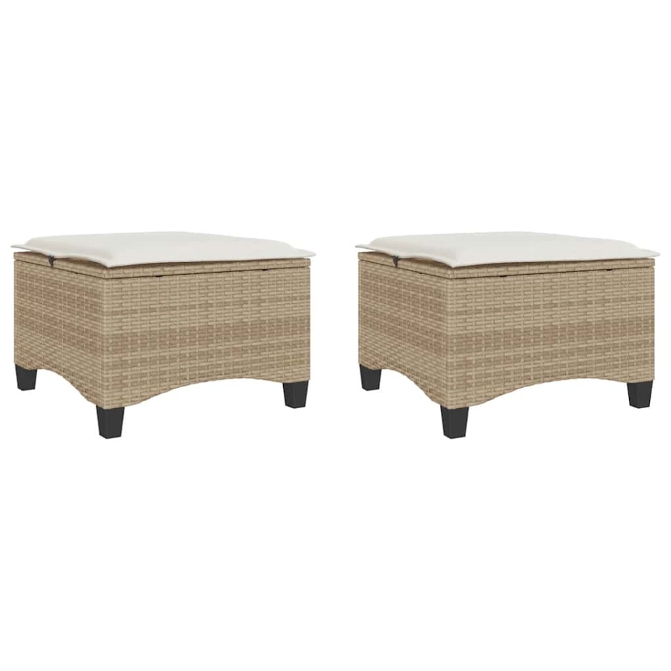 Scaune de grădină cu perne 2 buc Bej 55x55x36 cm Poly Ratan - 1 | YEO