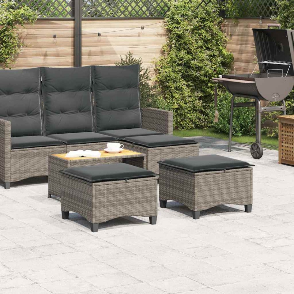 Scaune de grădină cu perne 2 buc Gri 55x55x36 cm Poly Ratan - 2 | YEO