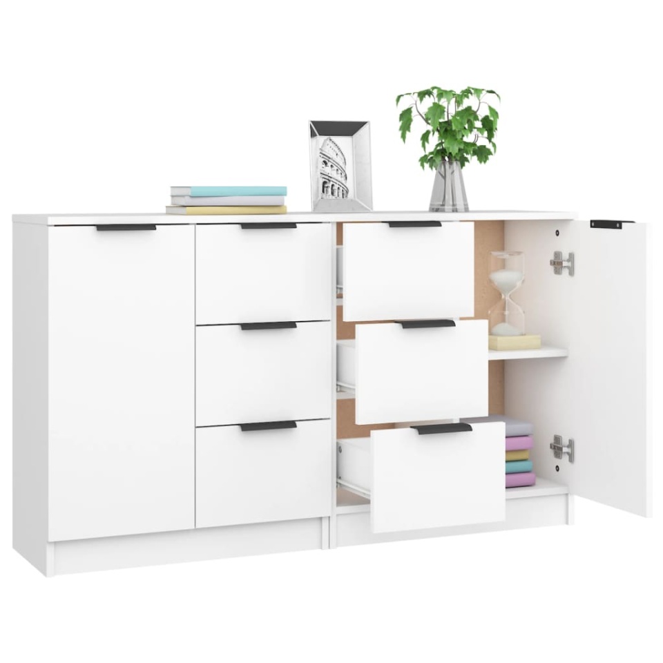Servante, 2 buc.,, alb, 60x30x70 cm, lemn prelucrat - 3 | YEO
