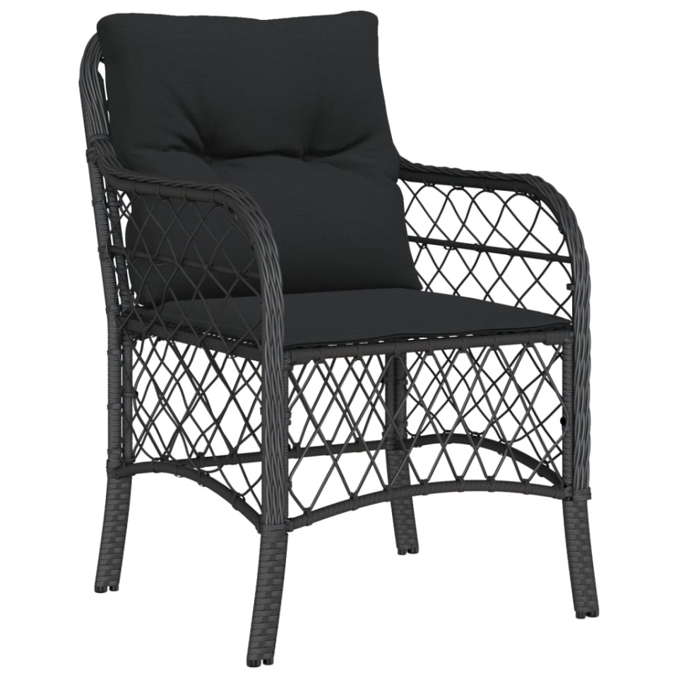 Set bistro cu perne, 3 piese, negru, poliratan - 2 | YEO