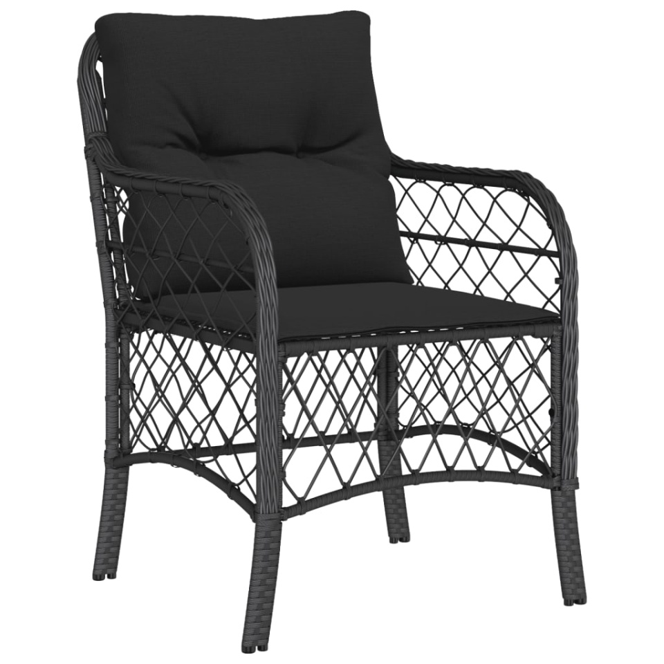 Set bistro cu perne, 3 piese, negru, poliratan - 2 | YEO