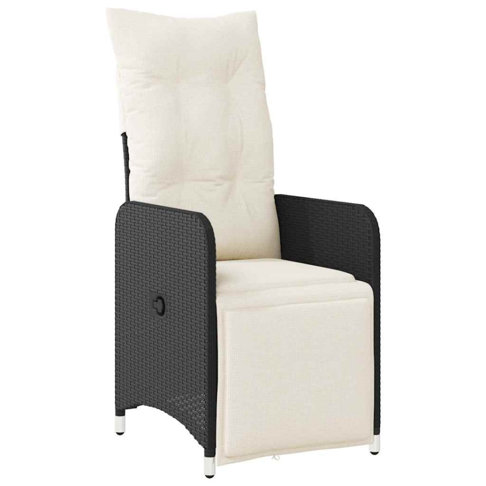Set bistro de grădină cu perne, 5 piese, negru, poliratan - 2 | YEO