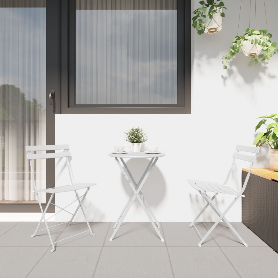 Set Bistro Pliabil 3 Piese Alb Oțel de la - 3 | YEO