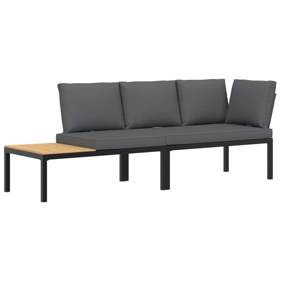 Set canapea de grădină, 2 piese, cu perne, negru, aluminiu - 1 | YEO