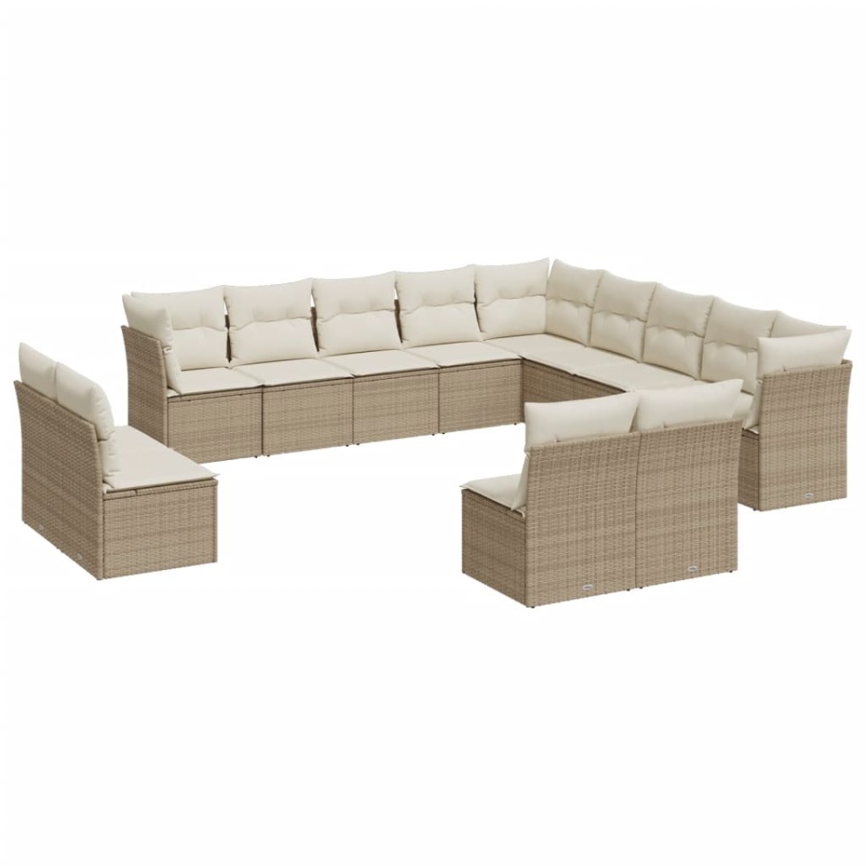 Set canapele de grădină, 13 piese, cu perne, bej, poliratan - 1 | YEO