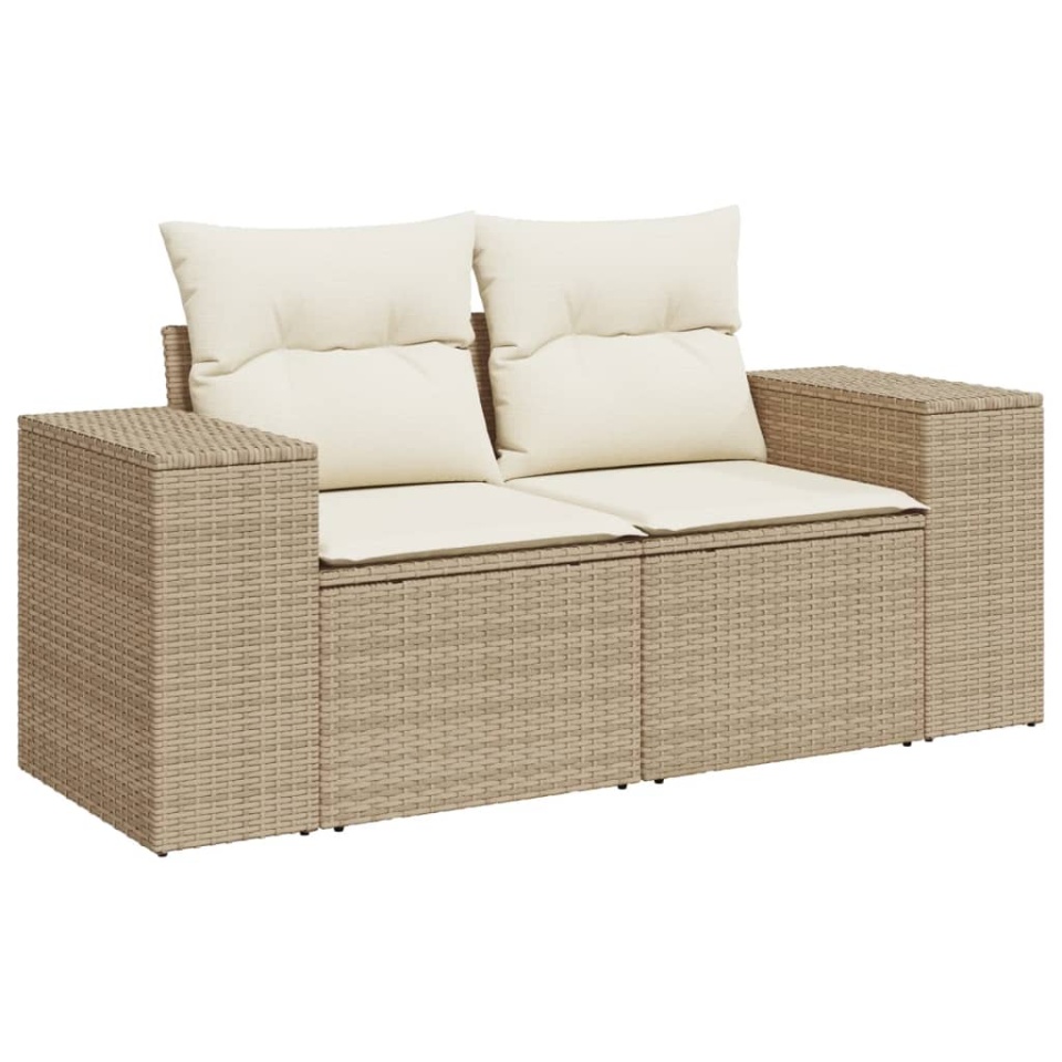 Set canapele de grădină, 7 piese, cu perne, bej, poliratan - 2 | YEO