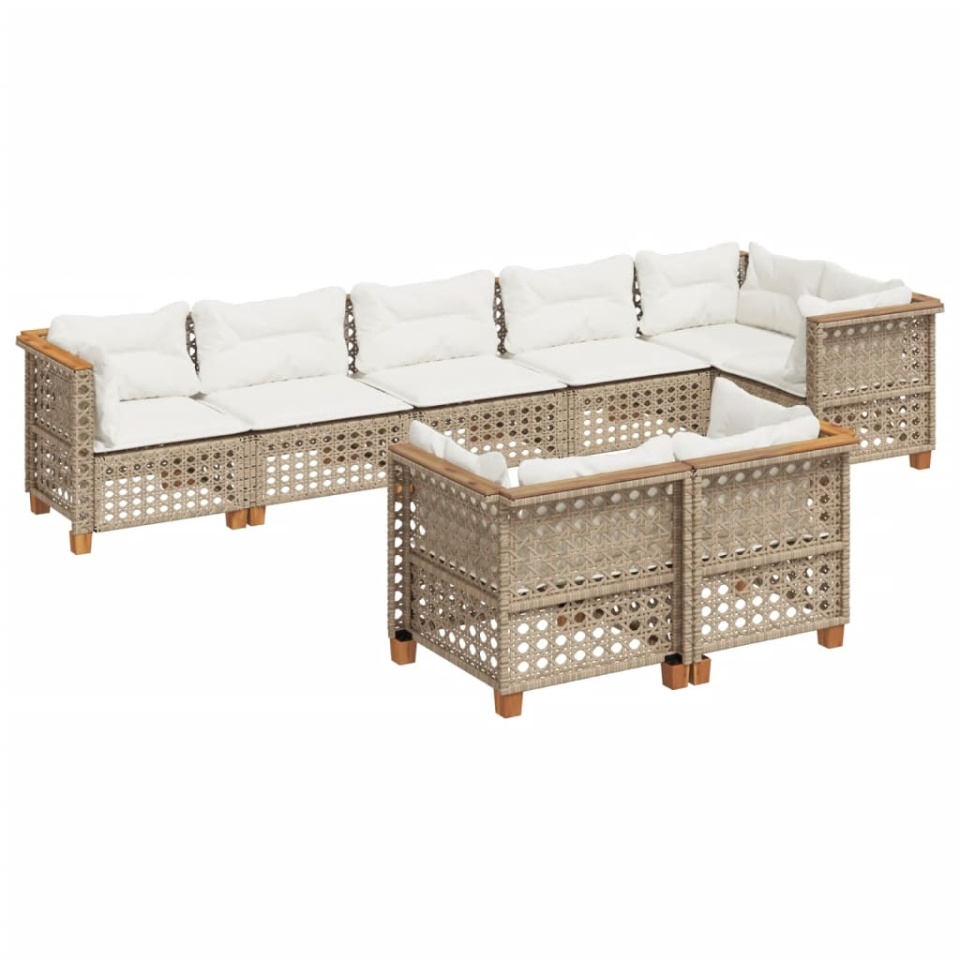 Set canapele de grădină, 8 piese, cu perne, bej, poliratan - 1 | YEO