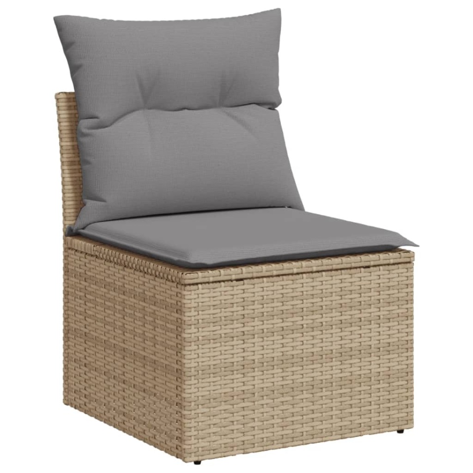 Set canapele de grădină, 9 piese, cu perne, bej, poliratan - 3 | YEO