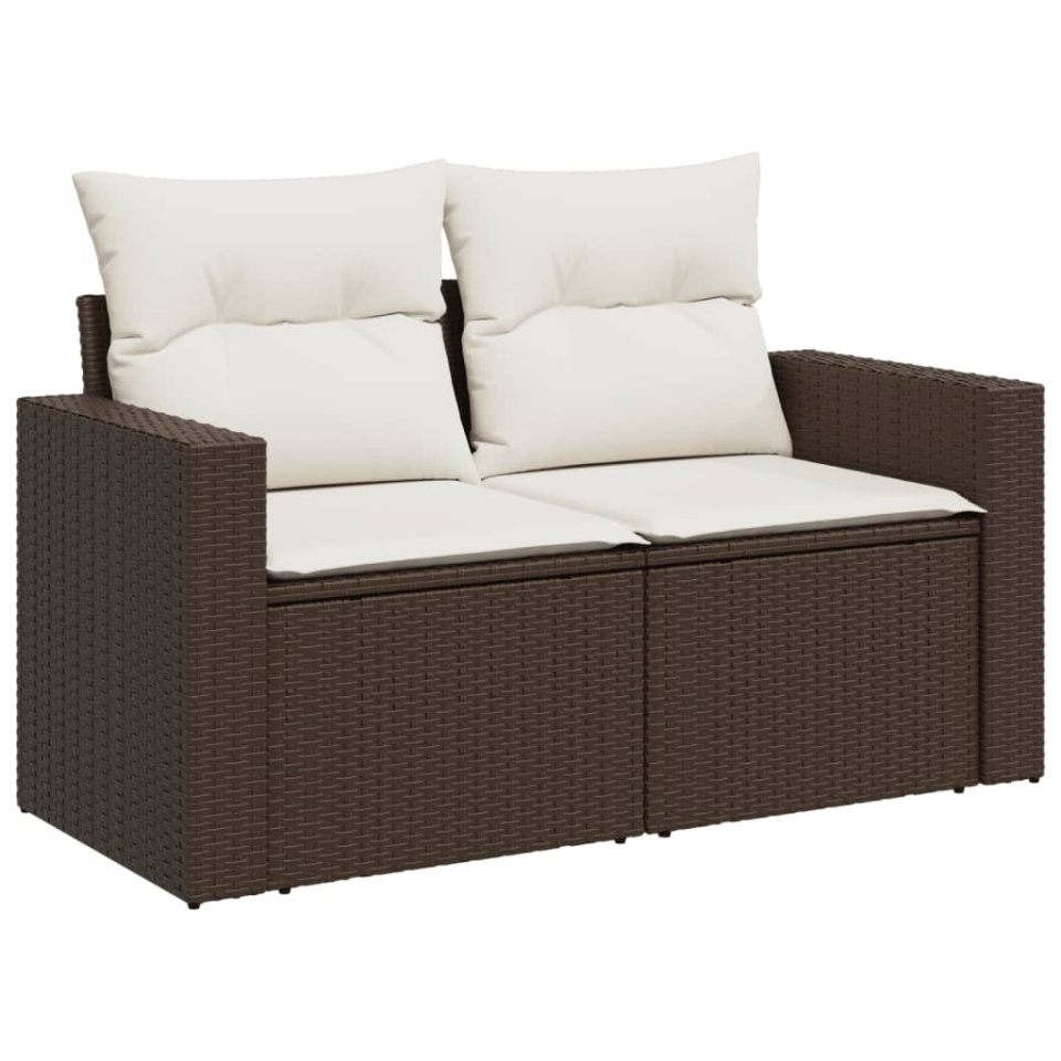 Set canapele de grădină cu perne, 11 piese, maro, poliratan - 3 | YEO