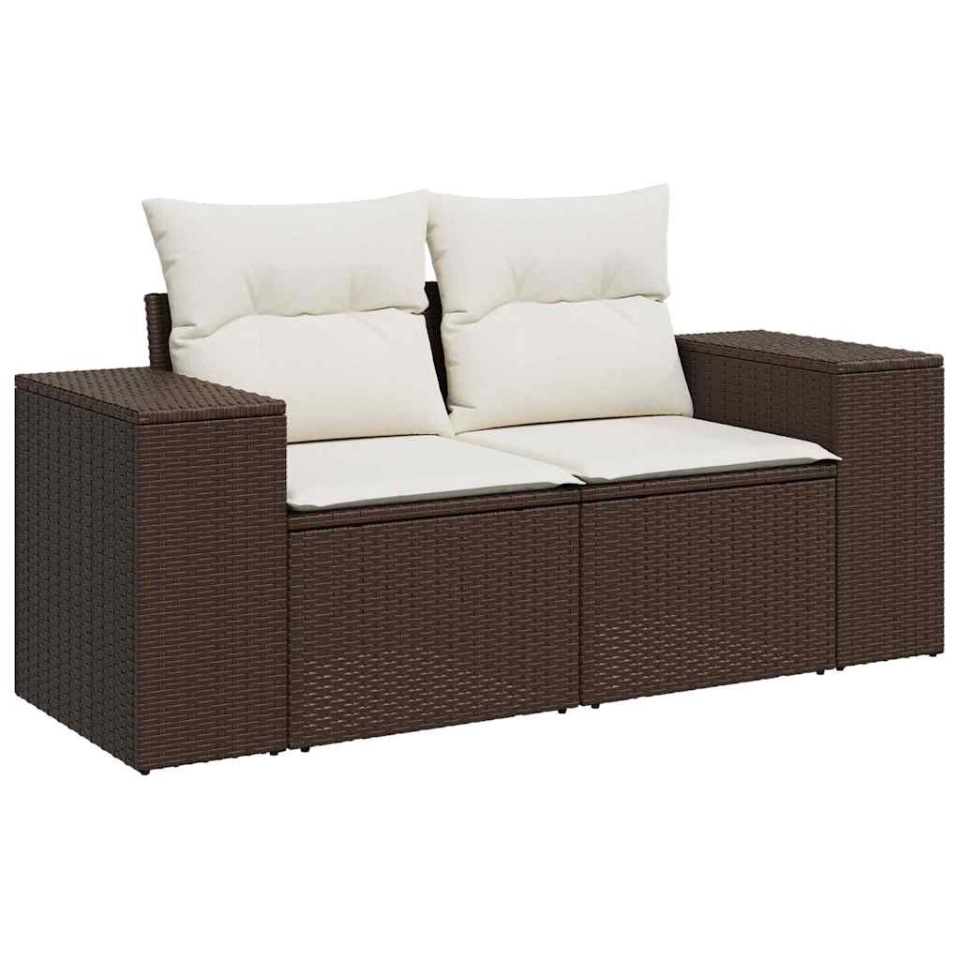 Set canapele de grădină cu perne, 5 piese, maro, poliratan - 3 | YEO