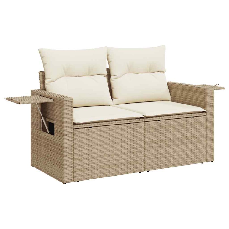 Set canapele de grădină cu perne, 6 piese, bej, poliratan - 3 | YEO