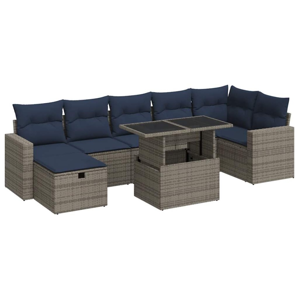 Set canapele de grădină cu perne, 8 piese, maro, poliratan - 1 | YEO