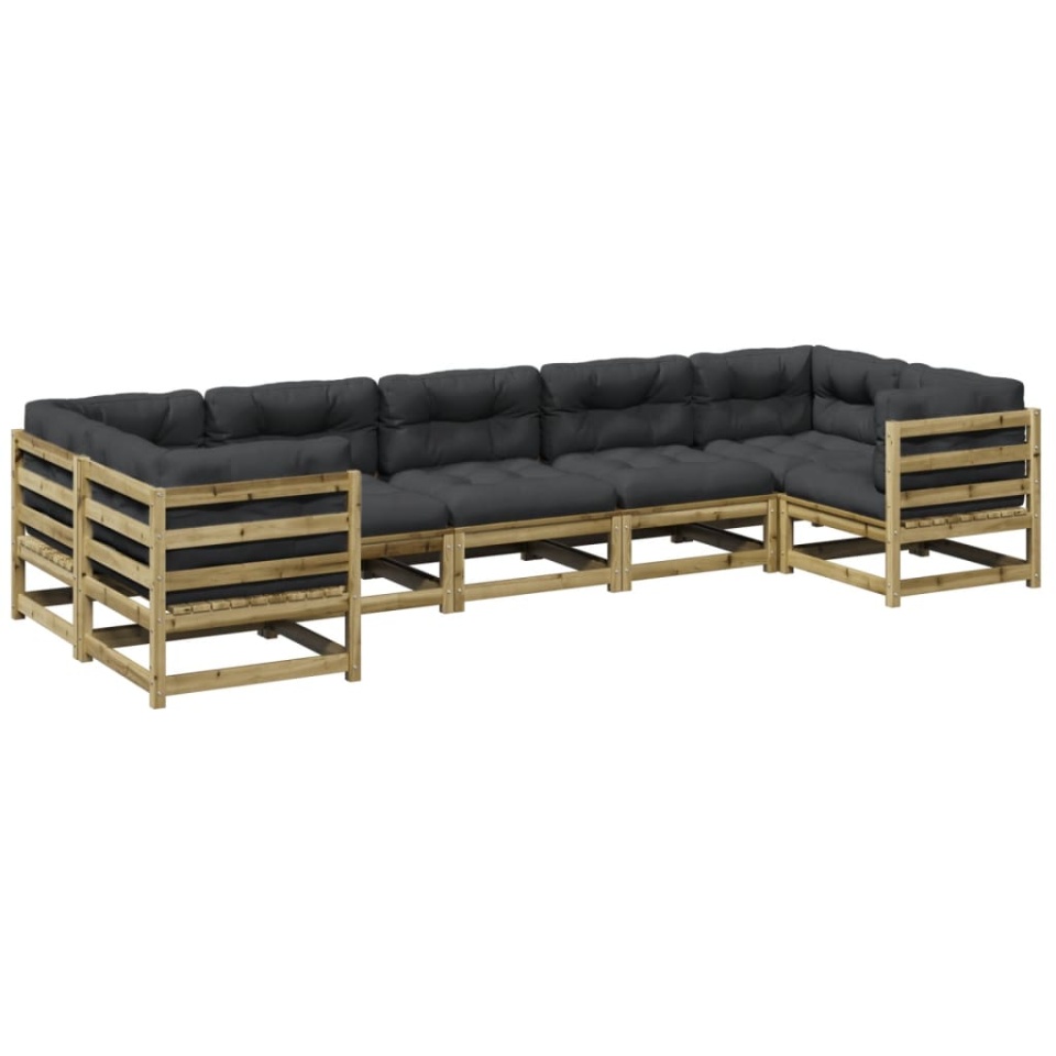 Set canapele grădină cu perne, 7 piese, lemn de pin tratat - 1 | YEO