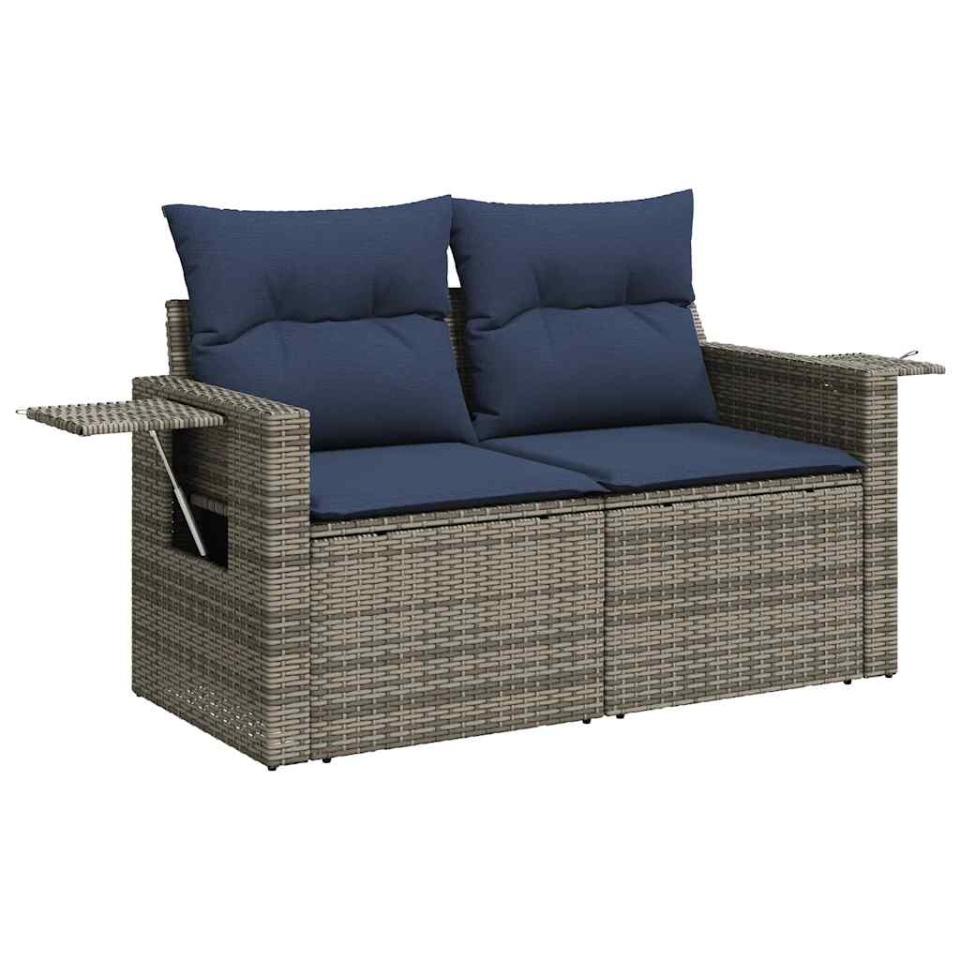 Set canapele grădină cu perne 9 piese gri poliratan/lemn acacia - 3 | YEO