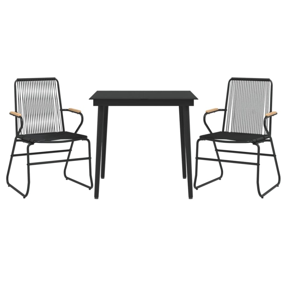 Set cu masă pentru grădină, 3 piese, PVC negru, ratan - 2 | YEO
