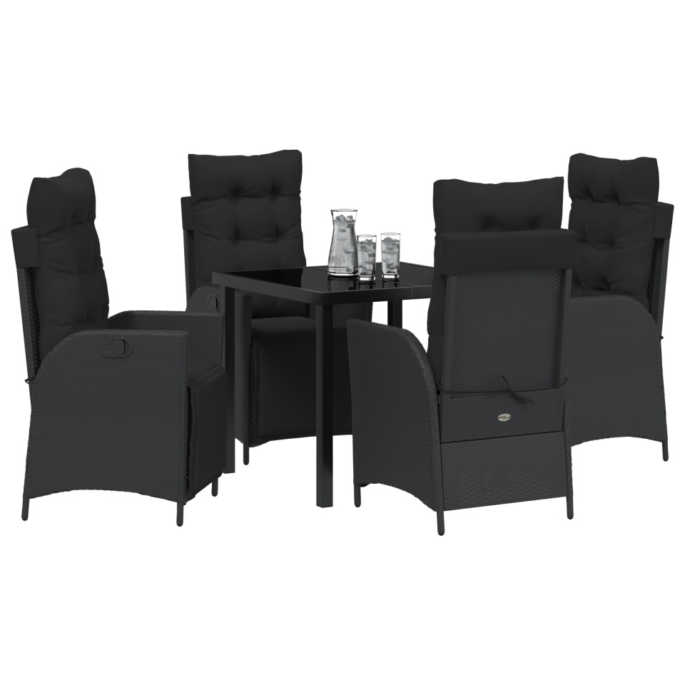 Set de 5 piese pentru servirea mesei în grădină din ratan negru - 2 | YEO