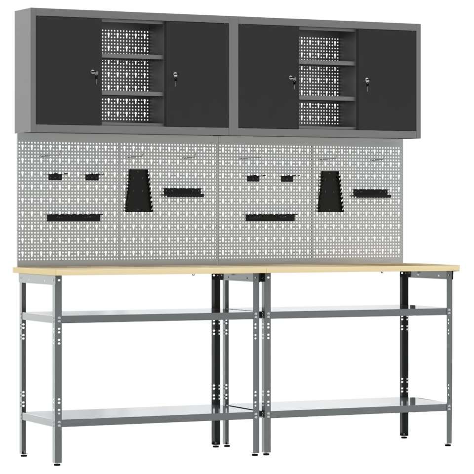 Set de banc de lucru de 8 piese, gri, din oțel - 1 | YEO