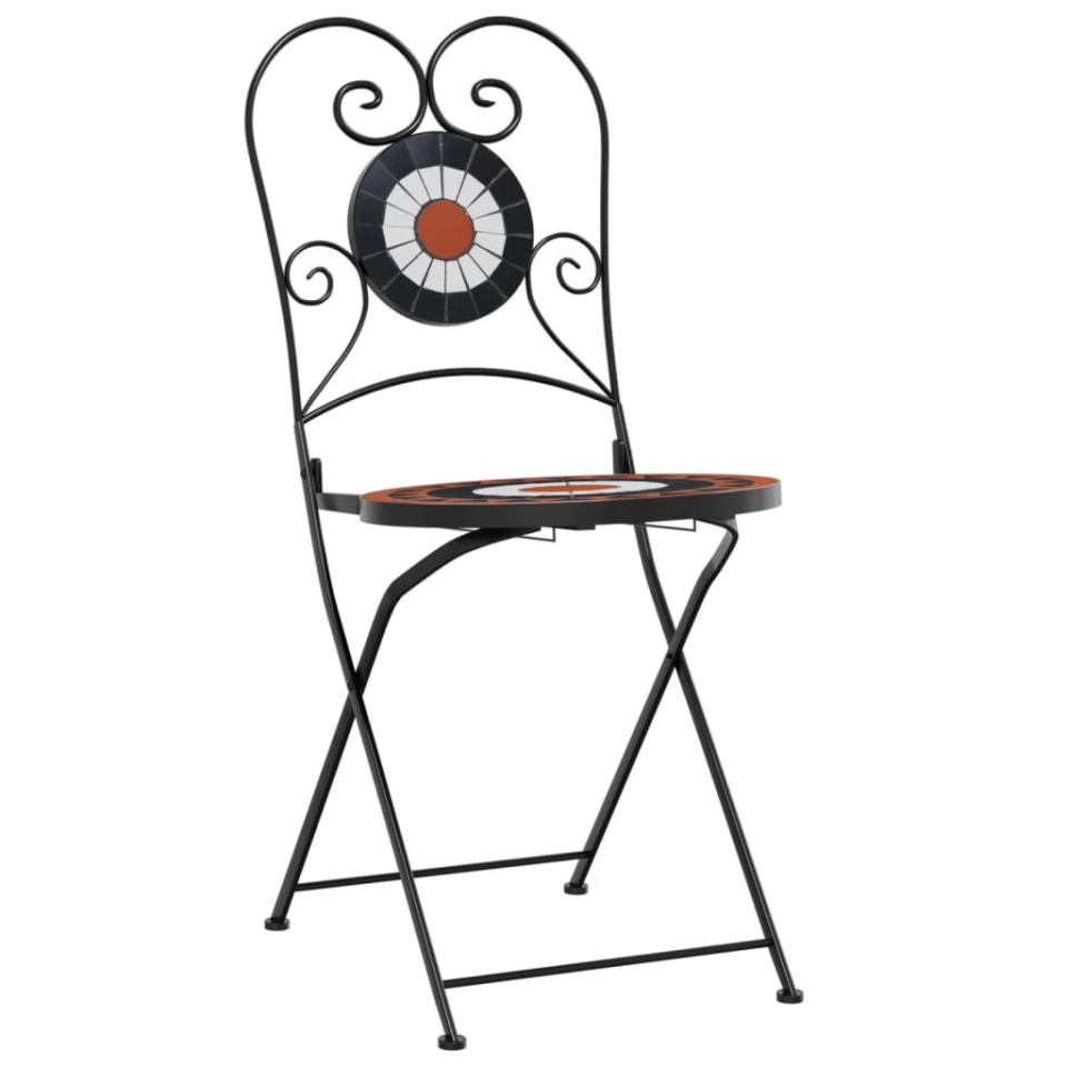 Set de bistro cu mozaic, cărămiziu și alb, fier și ceramică - 3 | YEO