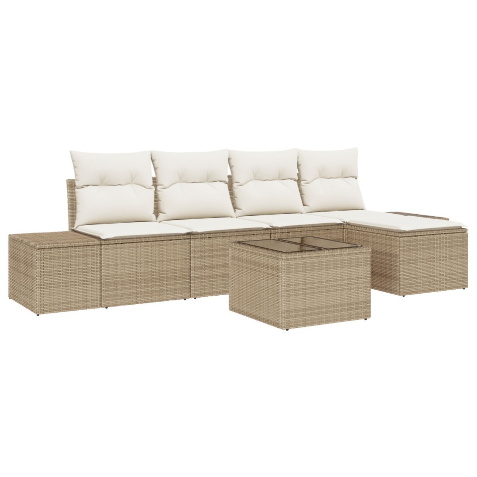 Set de canapea de grădină cu perne Brown Poly Rattan - 1 | YEO