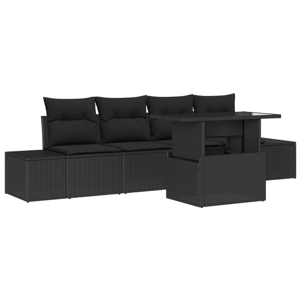 Set de canapea de grădină Set de 5 Negru Ratan - 1 | YEO
