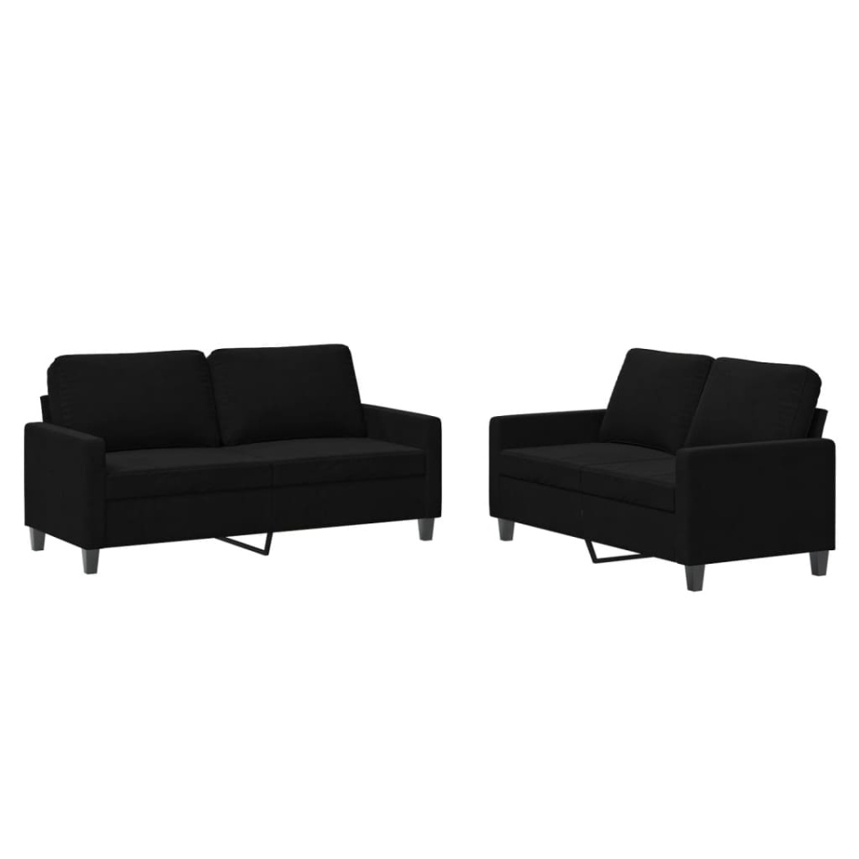 Set de canapele cu perne, 2 piese, negru, catifea - 1 | YEO
