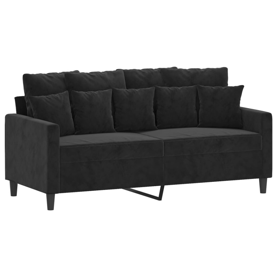 Set de canapele cu perne, 2 piese, negru, catifea - 3 | YEO