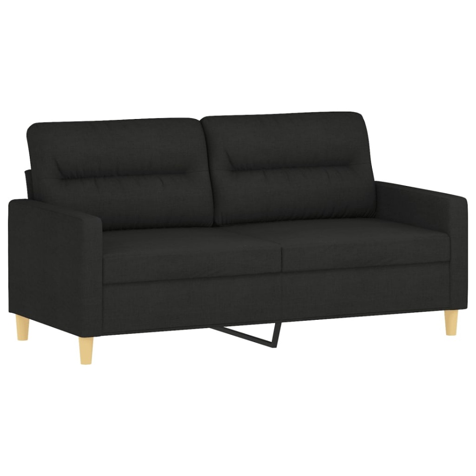 Set de canapele cu perne, 2 piese, negru, textil - 3 | YEO