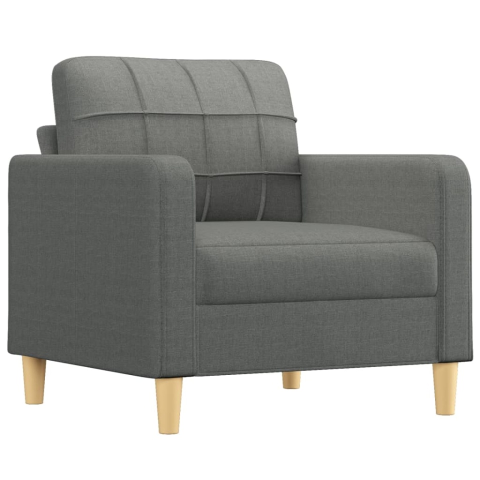 Set de canapele cu perne, 3 piese, gri închis, textil - 2 | YEO