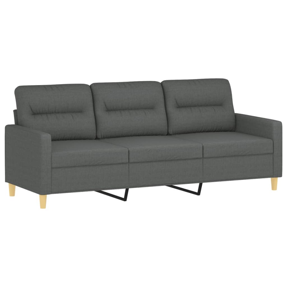 Set de canapele cu perne, 3 piese, gri închis, textil - 3 | YEO