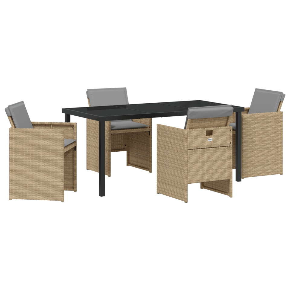 Set de Dining 5 Piese cu Perne Bej din Ratan Poly - 1 | YEO
