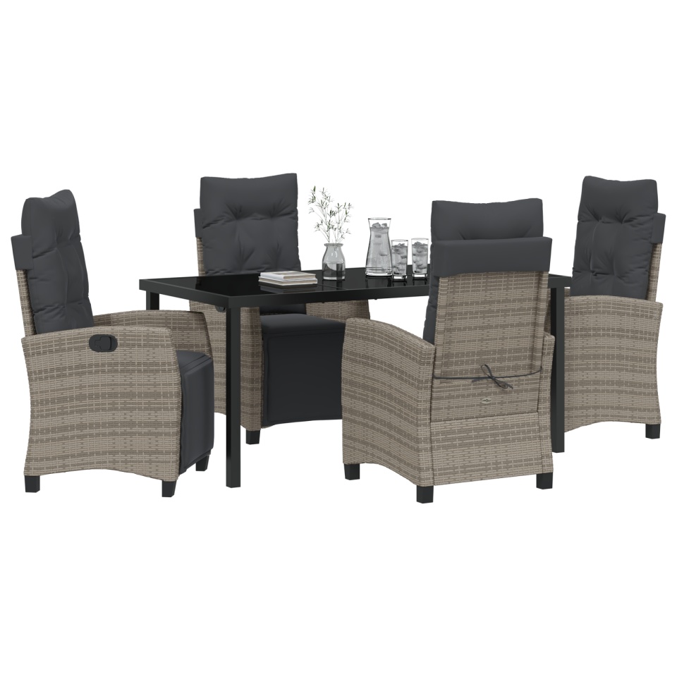 Set de dining de grădină 5 piese gri din poliratan - 2 | YEO
