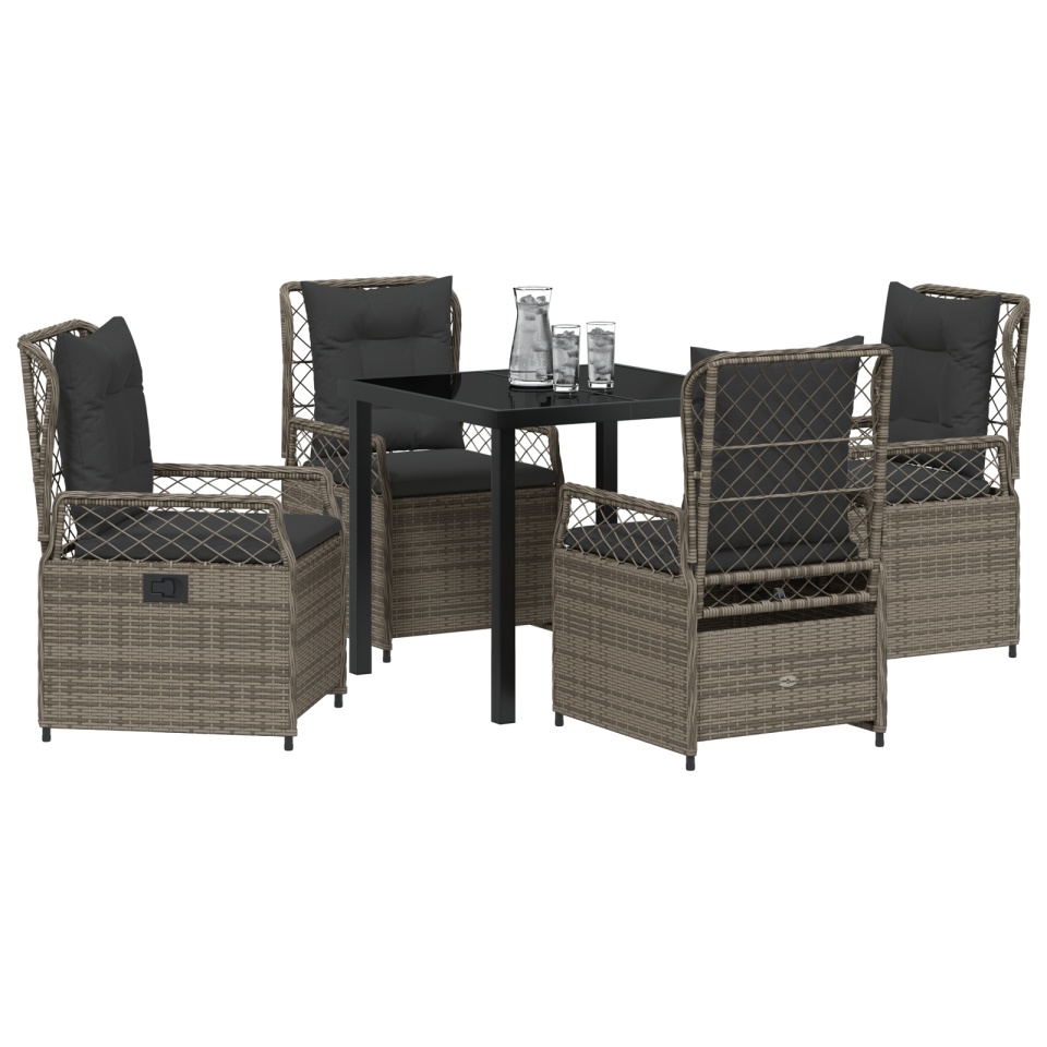 Set de dining de grădină 5 piese gri rattan poli - 2 | YEO