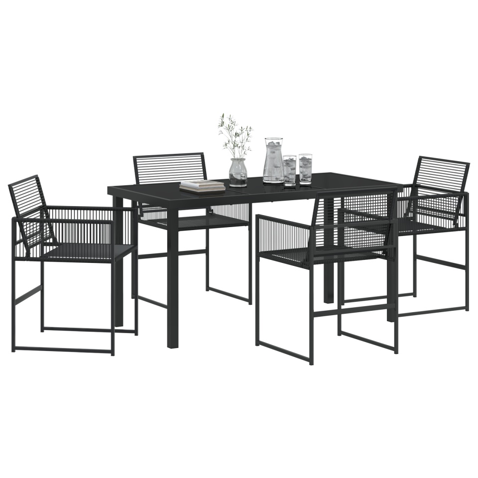 Set de dining de grădină 5 piese Negru Poliratan - 2 | YEO