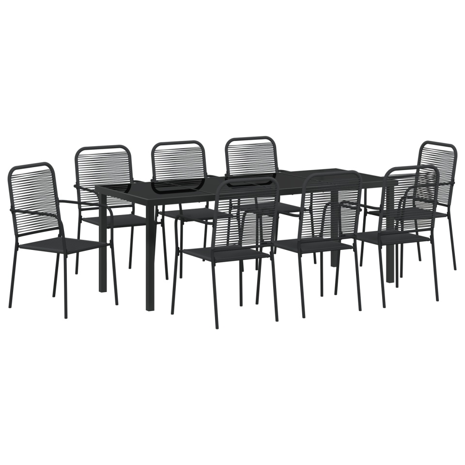 Set de dining de grădină 9 Piese Negru Rânduri de Bumbac și Oțel - 1 | YEO