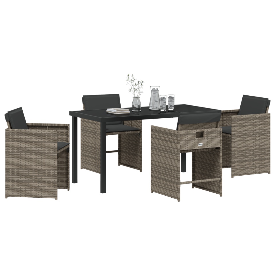 Set de dining de grădină cu perne gri din poliratan - 2 | YEO
