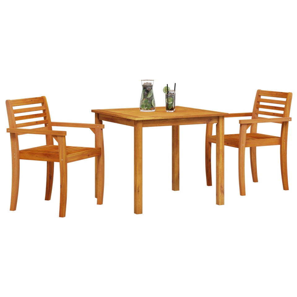 Set de dining pentru grădină, 3 piese, din lemn solid de acacia - - 2 | YEO
