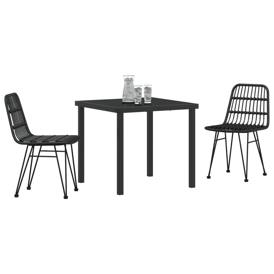 Set de Dining pentru Grădină 3 Piese Negru Poli Rattan - 2 | YEO