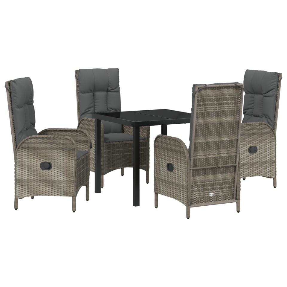 Set de dining pentru grădină 5 piese Gri Poliratan - 1 | YEO