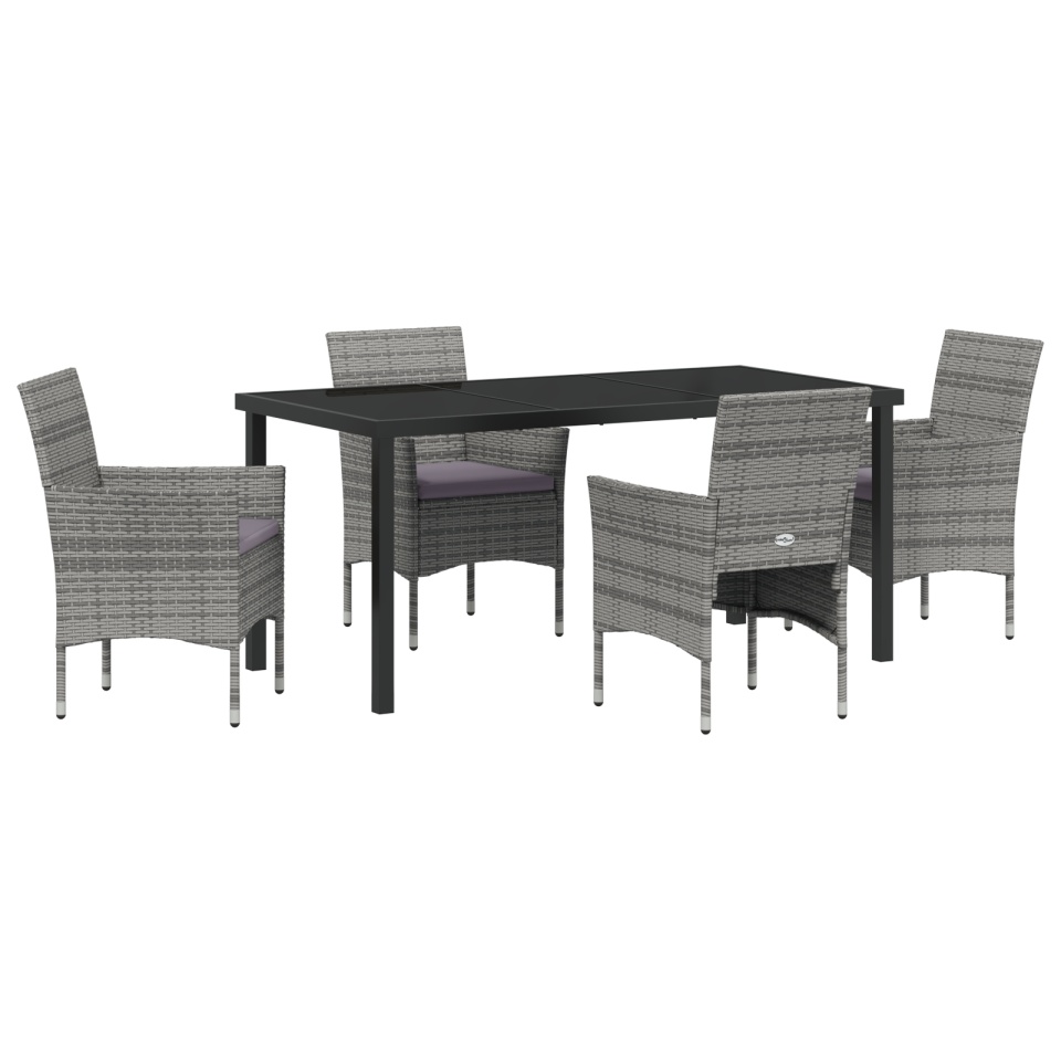 Set de Dining pentru Grădină 5 Piese Gri Ratan Polimeric - 1 | YEO
