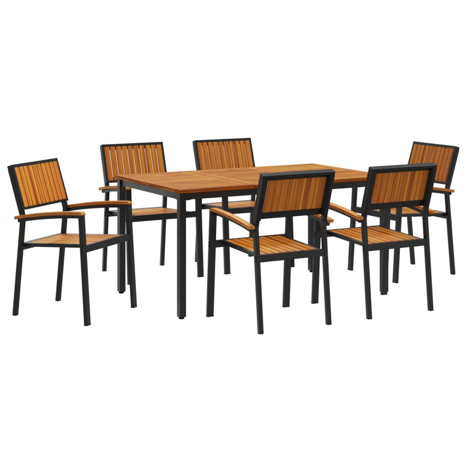Set de dining pentru grădină 7 piese din lemn solid de acacia și metal - 1 | YEO
