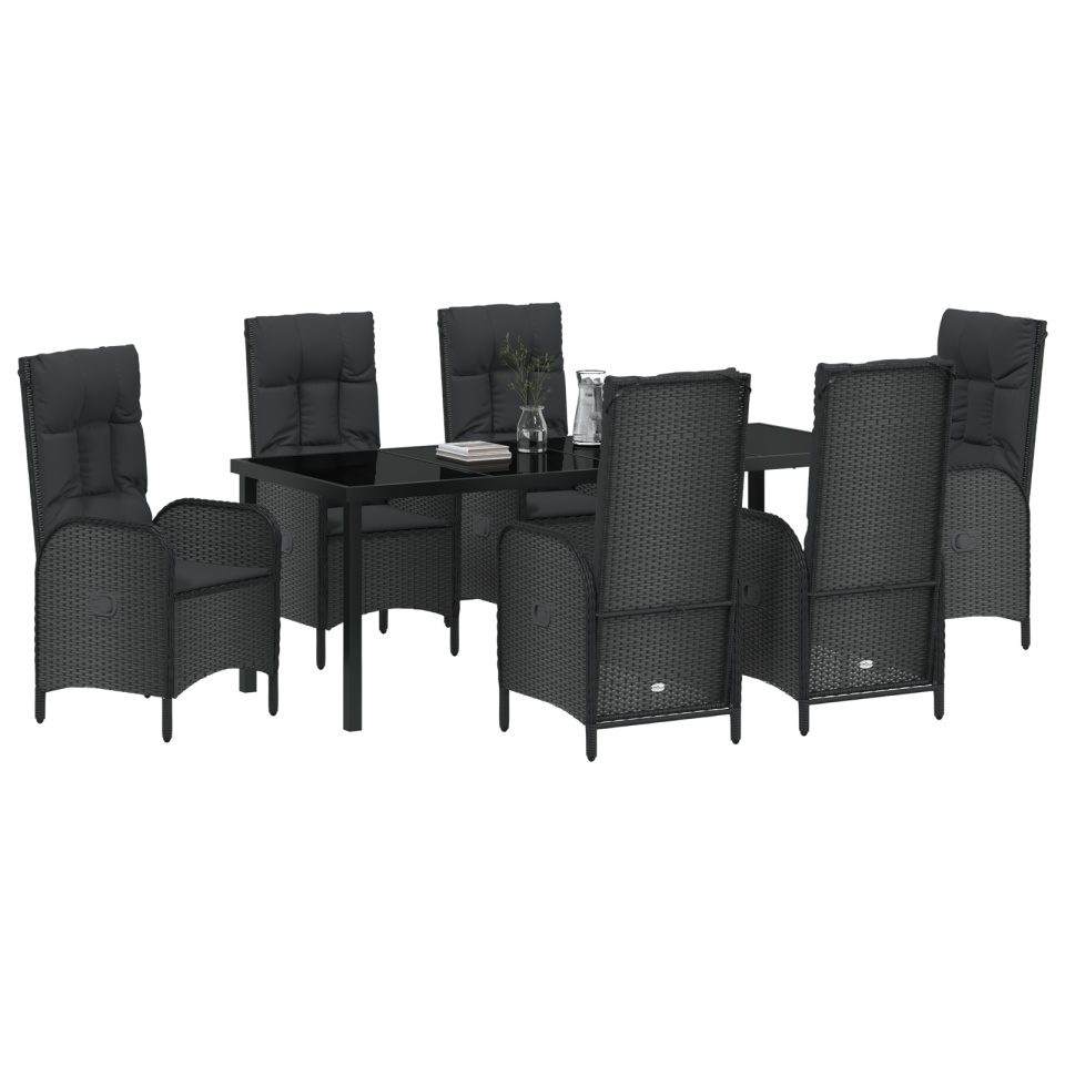 Set de Dining pentru Grădină 7 Piese Negru Ratan Polimeric - 2 | YEO