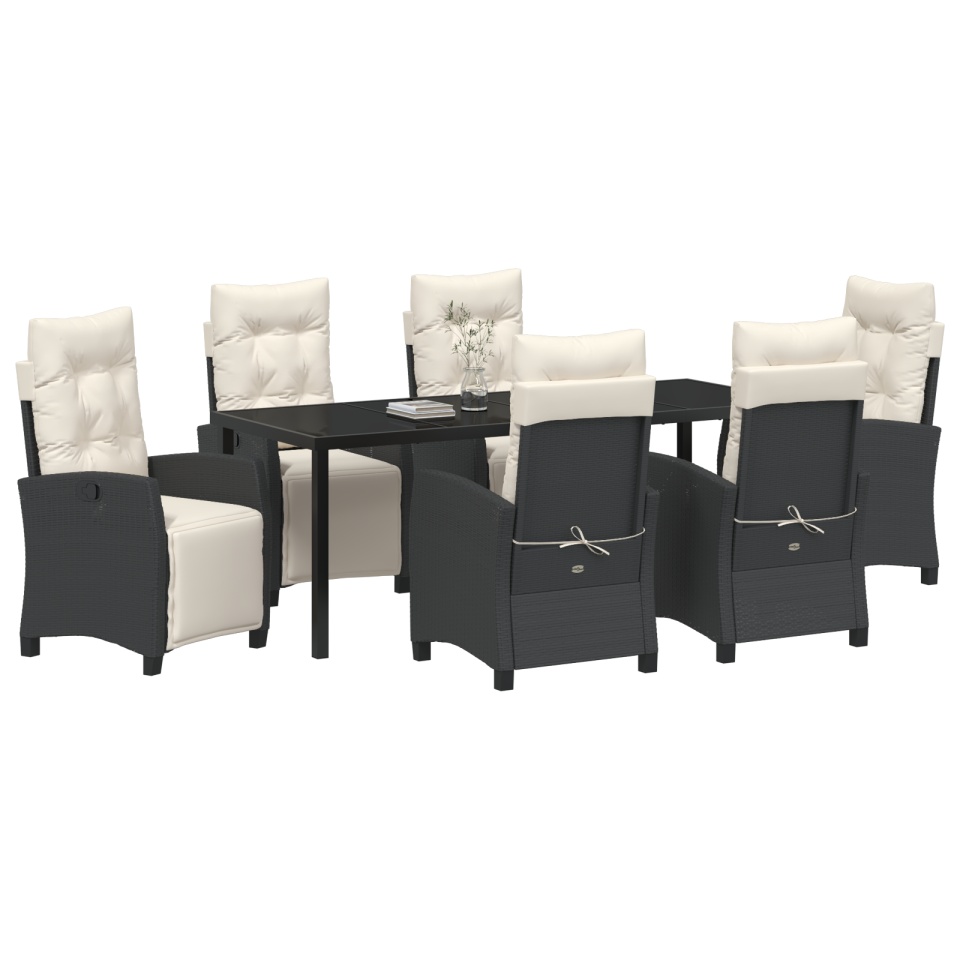Set de Dining pentru Grădină 7 Piese Negru Ratan Polimer - 2 | YEO